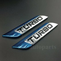 2x 3D  Chrome Turbo Trunk Tailgate Car Auto Blue Emblem  Decal Sticker - £76.17 GBP