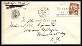 1936 US Cover-Hotel Senator, Sacramento, CA -Berkeley, CA to Schenectady, NY D17 - £2.36 GBP