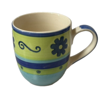 Mulberry Home Collection Mug Green Floral Stoneware Coffee Cup - £9.21 GBP