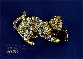 Eisenberg Ice Signed Rhinestone Kitten Pin (#J1066) - £35.98 GBP