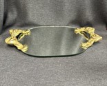 Vintage Dresser Vanity Tray Mirror W/Plastic Gold Bow Handles Hollywood ... - £15.10 GBP