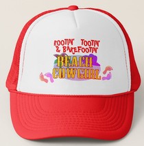 Beach Cowgirl Rootin&#39; Tootin&#39; &amp; Barefootin&#39; Trucker Hat - Red - £14.90 GBP