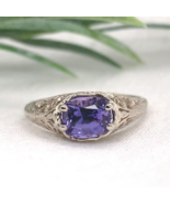 14k White Gold 1.43 Carat Purple Genuine Natural Sapphire Filigree Ring ... - $1,247.40
