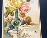 Flowers In A Vase Victorian Trade Card VTC 8 - £5.46 GBP