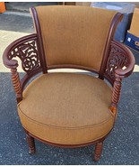 Gorgeous Antique Barrel Back Armchair – Barley Twist Accents – NEEDS REPAIR - $434.48 CAD