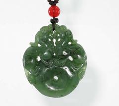 1.9&quot;China Certified Jewelry Nature Hetian Nephrite Jade Fortune Pixiu Double Car - £102.63 GBP