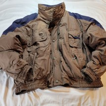 Vintage StratoJac Jacket Mens Size XL Brown Down Puffer Coat Ski Jacket ... - £35.78 GBP