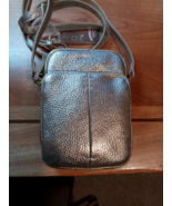 American Leather Cross Body Bag, Zippered enclosure, Casual, Gold Metallic - $100.00