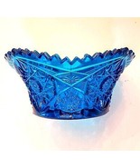 Valtec Kemple/McKee Quintec Blue GLASS Candy Dish Bowl 6&quot; Hobstar Arch S... - £11.62 GBP