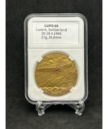 Gold Plated Medal 1st Post Exhibition LUPO 69‘ Lucerne Switzerland By Hu... - $141.34