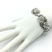 BOUCHER vintage ivy leaf bracelet - 7&quot; silver-tone 5-panel White Leaves ... - $70.00