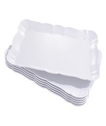 6 Pack Rectangle White Plastic Serving Trays 15&quot; X 10&quot; Heavy Duty Servin... - £29.40 GBP