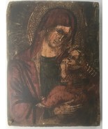 Antique Greek Icon on Wood Panel, Mother and Child - $308.36 CAD