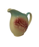 Hull Pitcher Pottery Yellow With Pink Flower Blue Accent USA #40 Vintage... - $30.66 CAD