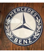 OLD PORCELAIN ENAMEL MERCEDES BENZ SIGN ADVERTISING GAS SERVICE STATION ... - £161.77 GBP