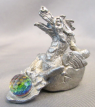Rare 80&#39;s Pewter Figurine Baby Dragon In Egg Austrian Crystal Tsr D&amp;D Scm - £23.09 GBP
