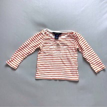 Ralph Lauren Striped Girls 24 Month Shirt Top Long Sleeve Tee Orange White - $11.88