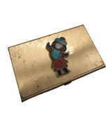 Vtg Dancing Zuni Cigarette Case Compact Mexican Southwestern Kachina Inlay - $99.99