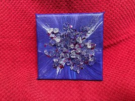 ~Purple and Blue~Glitter, Crushed/Broken Glass, Canvas Painting Abstract... - £10.21 GBP
