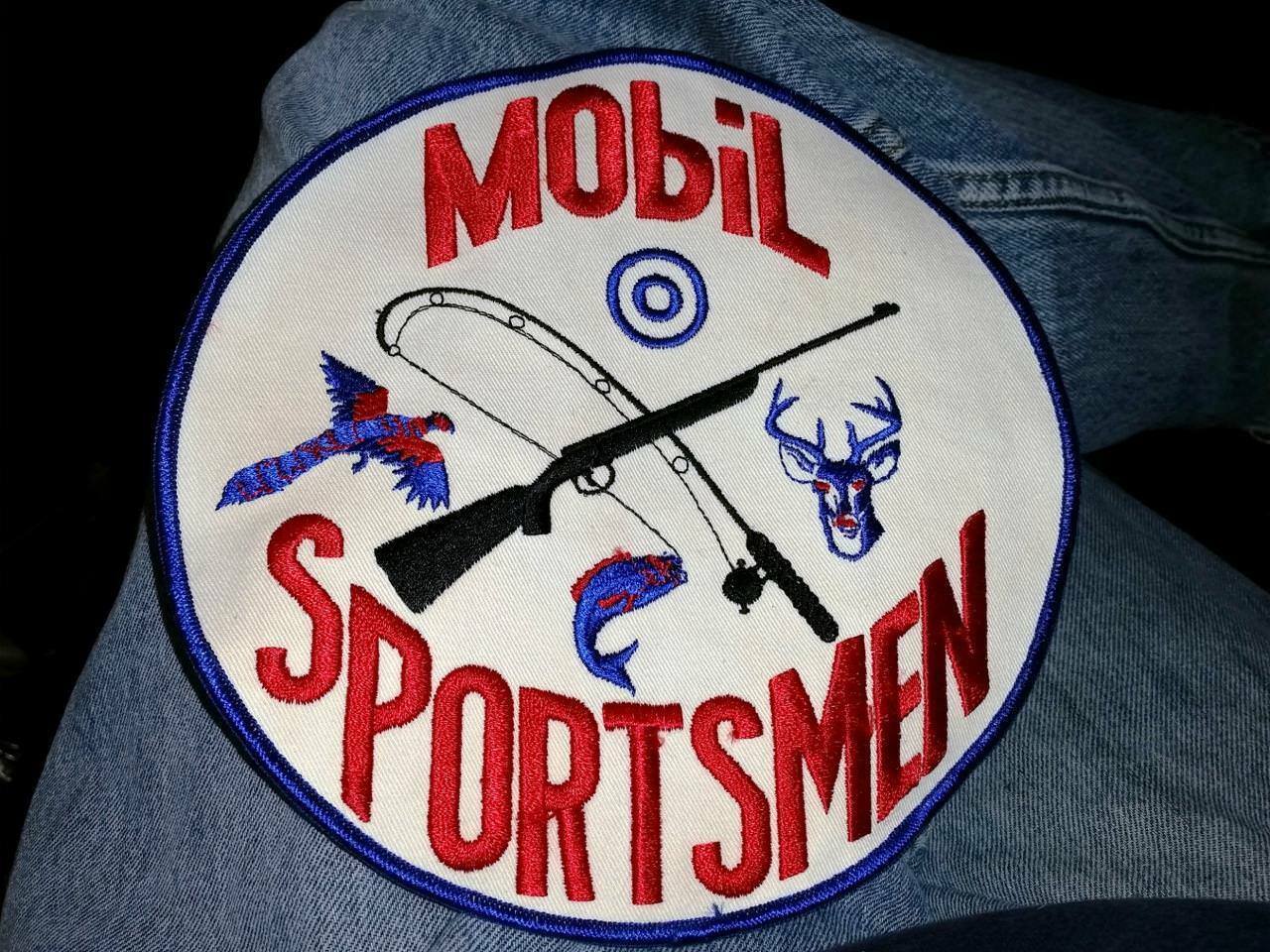 Primary image for Mobil Sportsmen Collectible Patch Hunting Fishing 8"  diameter