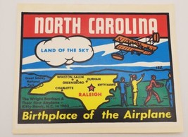 North Carolina Birthplace of the Airplane Vintage Original Travel Decal - £13.03 GBP