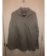 HUGO Hugo Boss Mens SZ 18 Slim Fit Easy Iron Button Front Gray Dress Shirt - €10,14 EUR