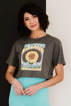 Organic Cotton Mystic Sunflower Cropped Tee - $22.98