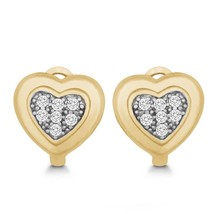 Sterling Silver GP Matte Heart with Center CZ Huggie Earrings - £53.14 GBP