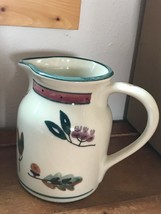 Estate Marked Cream w Berries Leaves Acorns Feather Nature Stoneware Pitcher –  - $28.62