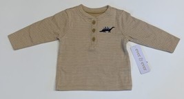 NEW Baby Infant Boy Girl Long Sleeves Shirt Buttoned Stripes Dinosaurs N... - £6.29 GBP