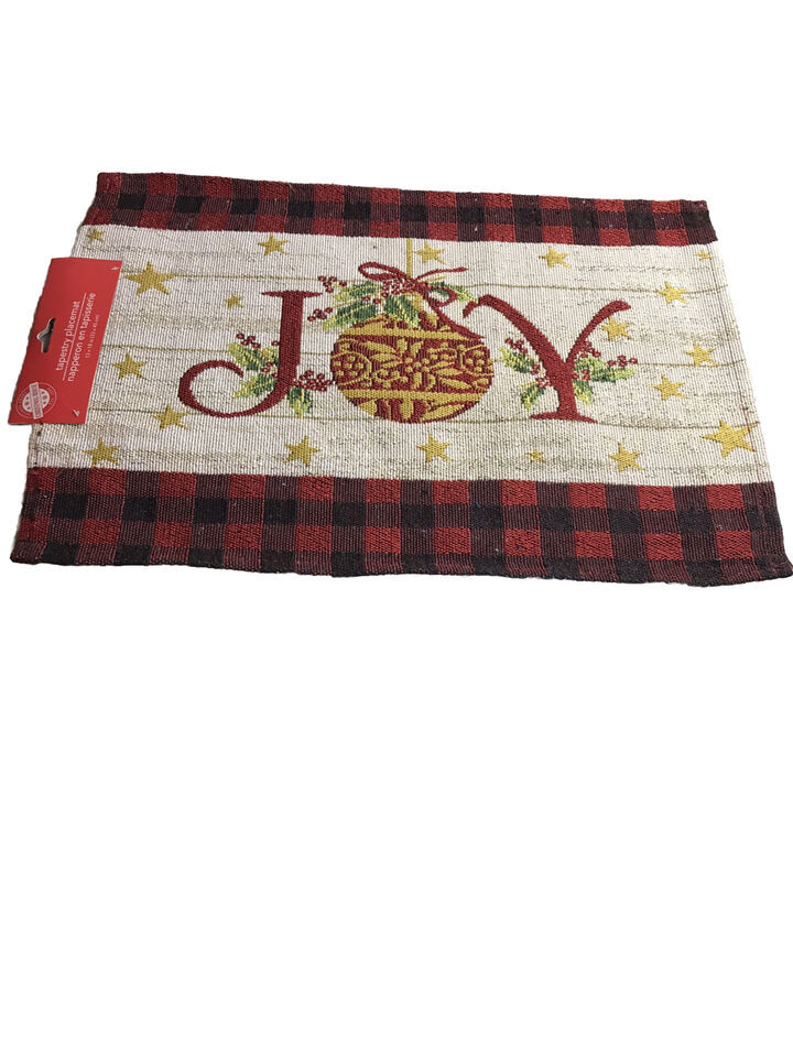Christmas House Tapestry Placemat(Joy)Christmas Holiday decor 13x18Inch - $9.78