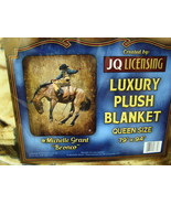 COWBOY RIDING BUCKING HORSE BRONCO RODEO QUEEN SIZE BLANKET - £50.46 GBP