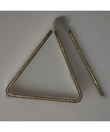 Vintage Sarna Brass India Triangle Instrument Hand-Etched Floral 8” Dinn... - $49.49