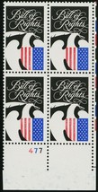 2421a, MNH 25¢ Bill of Rights Black Color Omitted ERROR Plate Block Stua... - £555.55 GBP