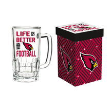 Arizona Cardinals Glass 18oz Tankard Boxed - $60.99