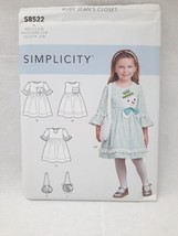 Simplicity S8522 Ruby Jean&#39;s Closet Girls Dresses &amp; Purses Size 3-8 Snowman Owl - £3.90 GBP