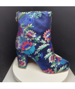 Joie &#39;Saleema&#39; Floral Brocade Leather Ankle Boots Blue Booties Size 37.5... - $94.05