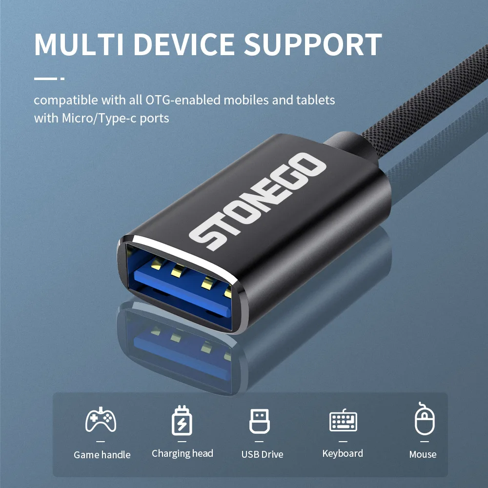 Sporting STONEGO 2 in 1 OTG Adapter Cable Nylon Braid USB 3.0 to Micro USB Type  - £23.90 GBP