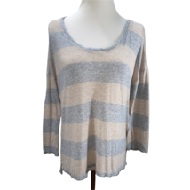 Soft Joie Striped Easy Fit Gray Taupe Oversized Knit Top Tee Size M Stretch - £19.65 GBP