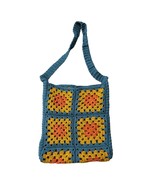 Crochet Granny Square Knit Handbag Retro Hippie Festival - $20.54 CAD
