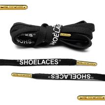 Off-White &quot;SHOELACES&quot; Style in Black With Gold Metal Tips by Loop King L... - £14.42 GBP+