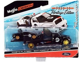 2017 Ford GT #2 Heritage Edition with Flatbed Truck Black &quot;Elite Transpo... - £35.06 GBP