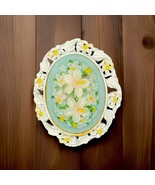 Vintage Hand Painted Floral Brooch/Pin/Pendant Reverse Carved,Enamel Fra... - €21,58 EUR