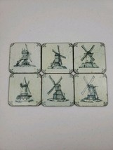 Coasters Barware Pimpernel Made In England Blue White Distressed Look Windmills - £15.66 GBP