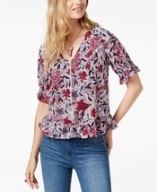 Lucky Brand Women&#39;s Floral Print Puff Sleeve Top Large New W Tag Mrsp $79.50 - £46.98 GBP