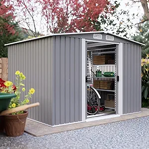 6Ftx8Ft Outdoor Storage Sheds, Steel Utility Tool Shed Storage House Wit... - $630.99