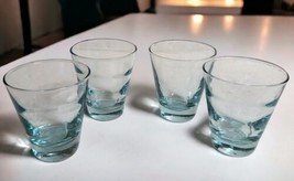 MCM Libbey Glass Aqua Ripple Saturn Optic 3 3/8&quot; Juice Glasses 4 Oz - Se... - $21.78