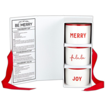 Holiday Dip Bowl Book Box Set, Eat, Drink, and Be Merry SET OF 3 BOWLS - £27.68 GBP