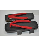 Vintage Japanese Wooden Wood Geta Geisha Kimono Sandals Shoes, Black Red... - £20.86 GBP