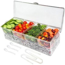 Ice Chilled 4 Compartment Condiment Server Caddy - Serving Tray Containe... - £34.88 GBP